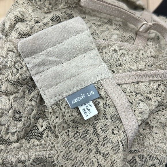 Aerie Women's L Taupe Beige Lace Floral   Bra Wireless Bralette - Picture 5 of 5